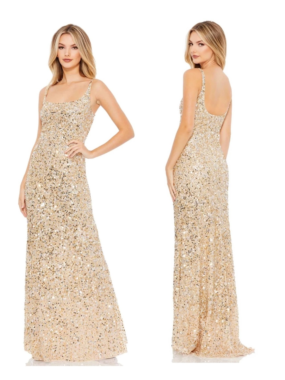 Mac Duggal Gold Sequin 10705 Embellished Dress Size 6